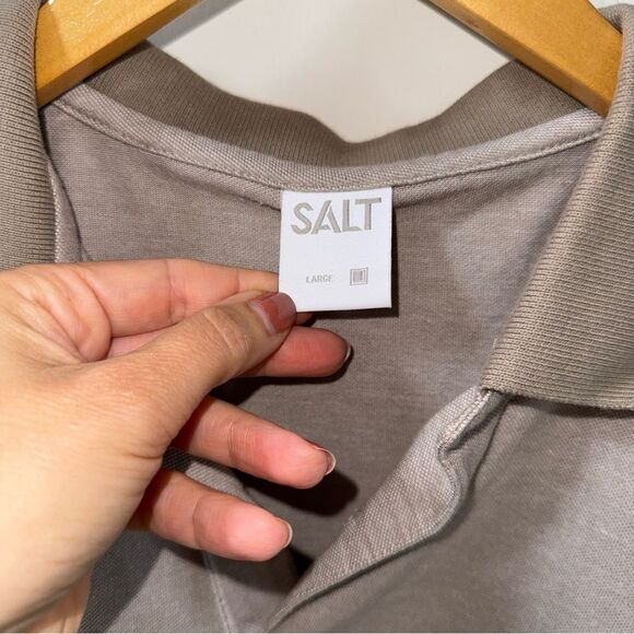 Salt Two Tones Heathered Tan Cotton Polo Shirt L - Picture 4 of 10